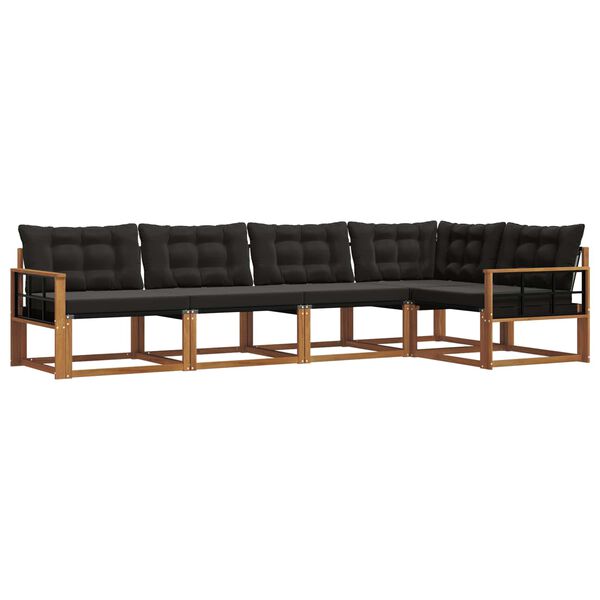 vidaXL Zestaw sof na zewnątrz z poduszką 5 pcs Naturalny i czarny