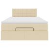 vidaXL Rama ł&oacute;żka otomana z materacem, kremowa, 120x200 cm, tkanina