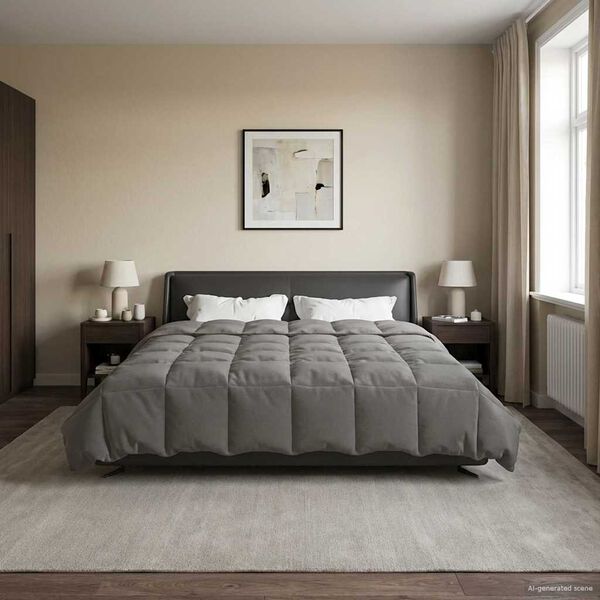 vidaXL Letni Kołdra Kwiłtowany Jasnoszary 200 x 200 cm Mikrofibra