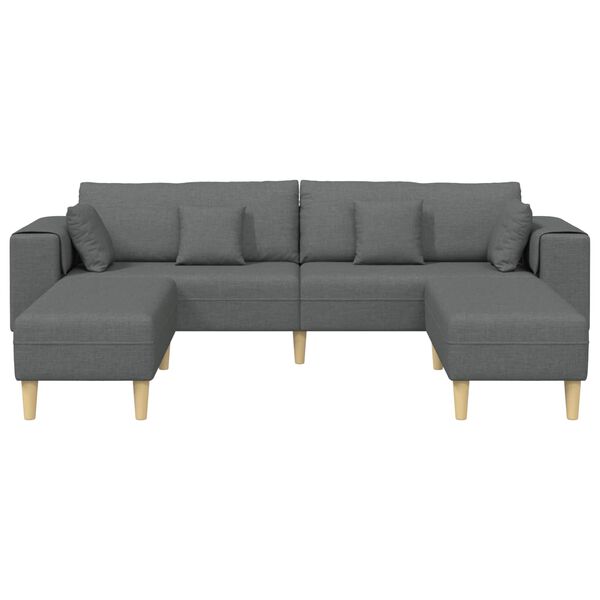 vidaXL Sofa z poduszką 3 pcs Ciemnoszary tkanina