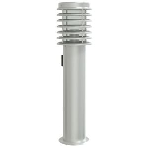 vidaXL Lampa ogrodowa na słupku, z gniazdkiem, srebrna, 60 cm, stal