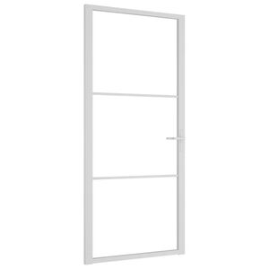 vidaXL Drzwi wewnętrzne, 93x201,5 cm, białe, szkło ESG i aluminium