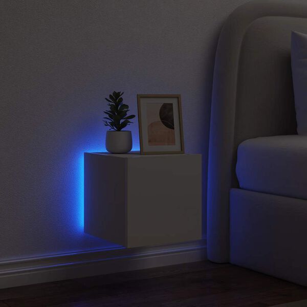 vidaXL Ścienna szafka TV z LED, biała, 30,5x35x30 cm