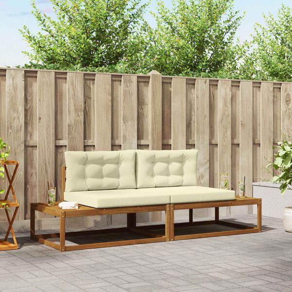 vidaXL Zestaw sof na zewnątrz z poduszką 2 Sztuka Naturalny i Kremowy