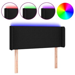 vidaXL Zagł&oacute;wek do ł&oacute;żka z LED, czarny, 83x16x78/88 cm, tkanina