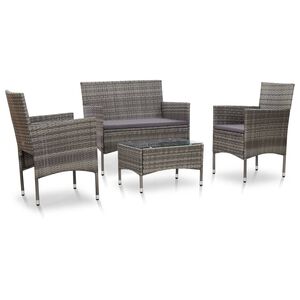 vidaXL 4-cz. zestaw wypoczynkowy do ogrodu, poduszki, rattan PE, szary
