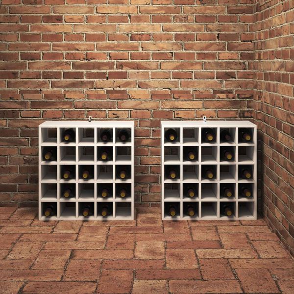 vidaXL Regał na wino 2 pcs Biały 56 x 25 x 56 cm Lite drewno sosnowe