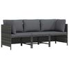 vidaXL 3-osobowa sofa ogrodowa z poduszkami, szara, polirattanowa