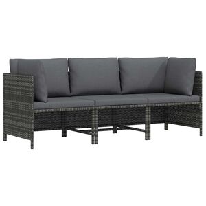 vidaXL 3-osobowa sofa ogrodowa z poduszkami, szara, polirattanowa