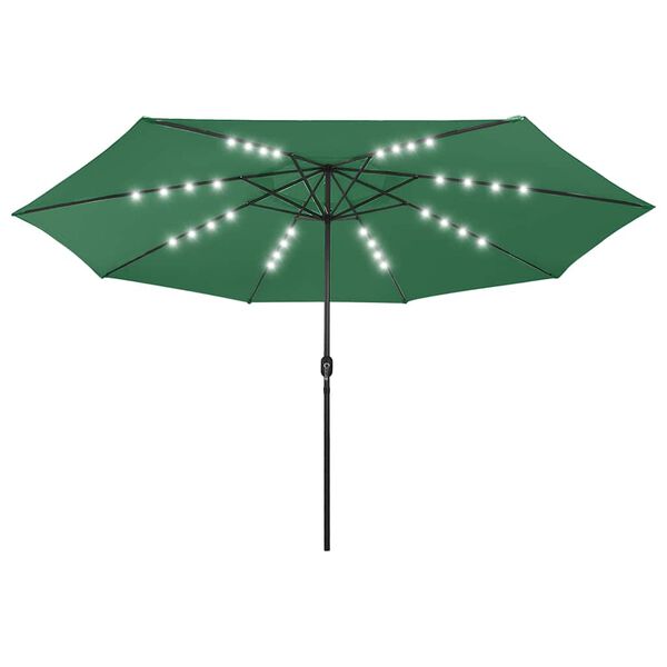 vidaXL Parasol ogrodowy z LED, 400 cm, zielony