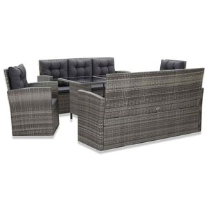vidaXL 5-cz. zestaw mebli ogrodowych z poduszkami, rattan PE, szary