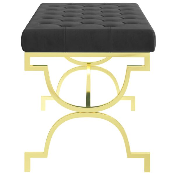 vidaXL Ławka, 99 cm, czarna, aksamit i stal nierdzewna