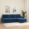 vidaXL 3-osobowa sofa z podn&oacute;żkiem, niebieska, 210 cm, aksamit