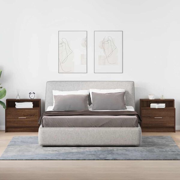 vidaXL Szafki nocne z szufladą, 2 szt., brązowy dąb, 51x31x47 cm