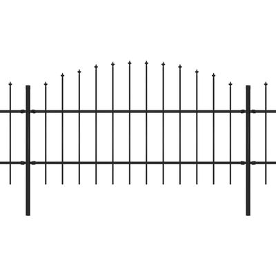 vidaXL Panele ogrodzeniowe z grotami, stal, (0,75-1) x 8,5 m, czarne