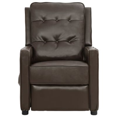 vidaXL Fotel masujący, brązowy, sztuczna skóra z połyskiem