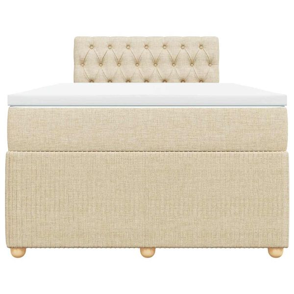 vidaXL Ł&oacute;żko kontynentalne z materacem, kremowe, tkanina, 120x200 cm