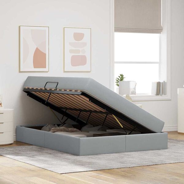 vidaXL Ł&oacute;żko z miejscem na przechowywanie i materacem Jasnoszary