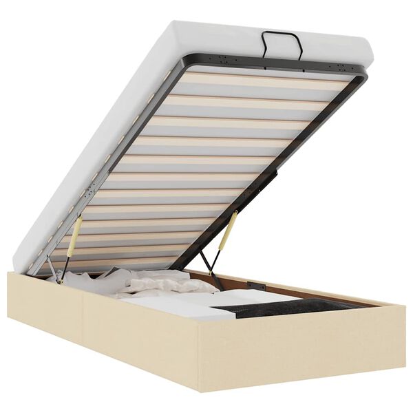 vidaXL Rama ł&oacute;żka otomana bez materaca, kremowa, 90x190 cm, tkanina