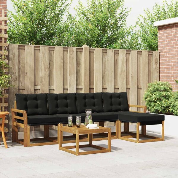 vidaXL Zestaw sof na zewnątrz z poduszką 6 pcs Naturalny i czarny