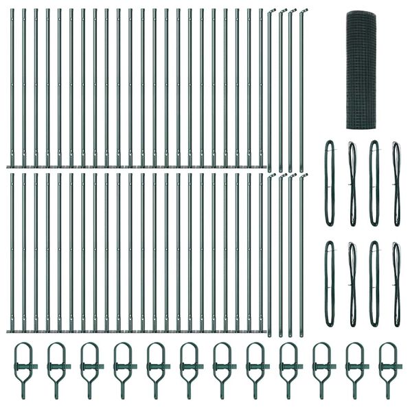vidaXL Słupek ogrodzeniowy. Zielony 100 x 0,4 m (16 x 16 mm siatka)