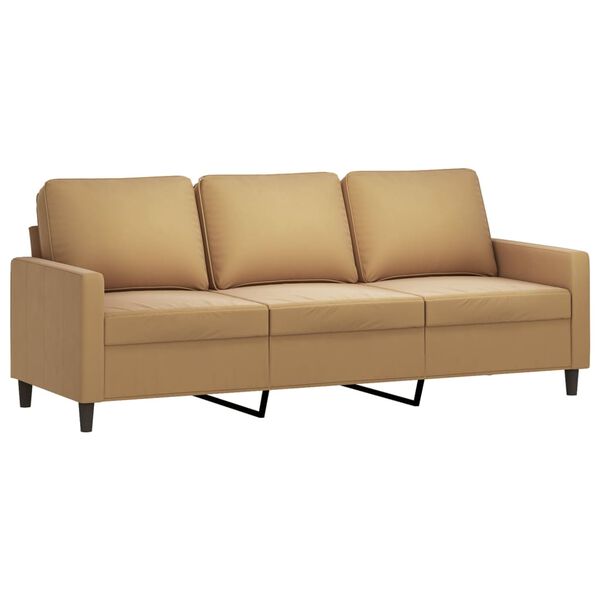 vidaXL 3-osobowa sofa z podnóżkiem, brązowy, 180 cm, aksamit