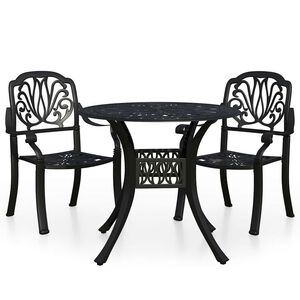vidaXL 3-cz. zestaw mebli bistro ze stopu aluminium, czarny