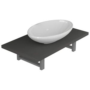 vidaXL Dwuczęściowy zestaw mebli do łazienki, ceramiczny, szary