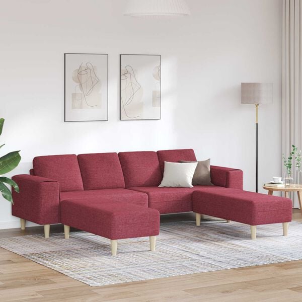 vidaXL Sofa do salonu 3 pcs Czerwone wino Poliester