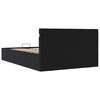 vidaXL Rama ł&oacute;żka z podnośnikiem i LED, czarna, ekosk&oacute;ra, 140 x 200 cm