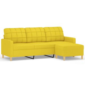 vidaXL 3-osobowa sofa z podn&oacute;żkiem, jasnoż&oacute;łty, 180 cm, tkaniną