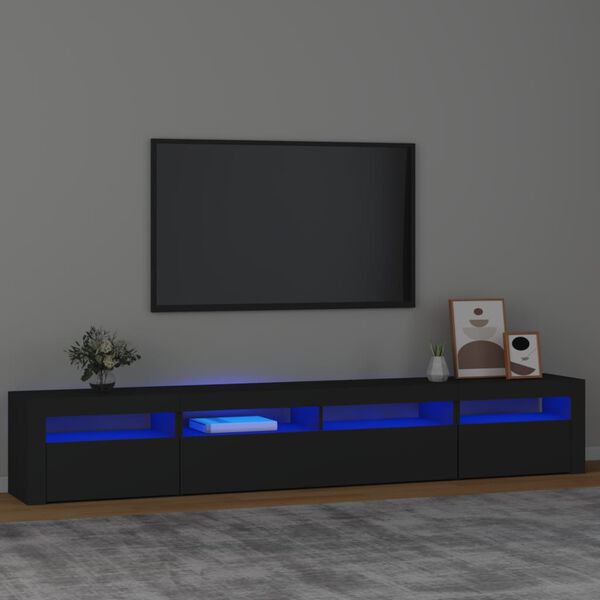 vidaXL Szafka pod TV z oświetleniem LED, czarna, 240x35x40 cm