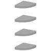 vidaXL Narożne p&oacute;łki ścienne, 4 szt., szare, 25x25x3,8 cm, MDF