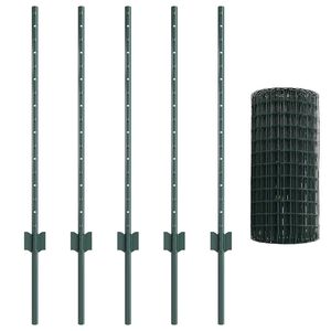 vidaXL Ogrodzenie Euro z słupkiem 10 x 0,8 m Stal pokryta PVC zielony