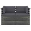 vidaXL Ogrodowa sofa 2-osobowa z palet, z poduszkami, drewno sosnowe