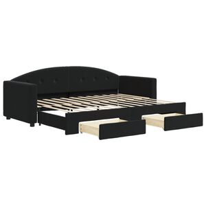 vidaXL Sofa rozsuwana z szufladami, czarna, 80x200 cm, aksamit