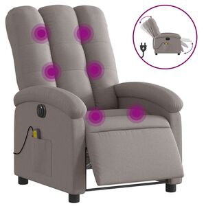 vidaXL Rozkładany fotel masujący, elektryczny, kolor taupe, tkanina