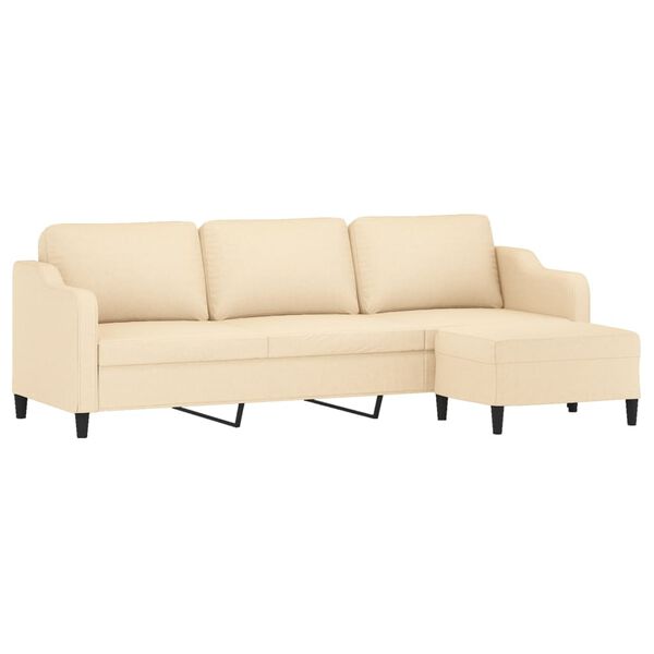 vidaXL 3-osobowa sofa z podn&oacute;żkiem, kremowa, 210 cm, tkaniną