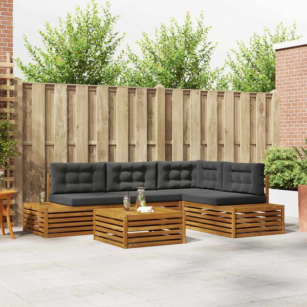 vidaXL Zestaw sof na zewnątrz 5 Sztuka Naturalny i Antracytowy