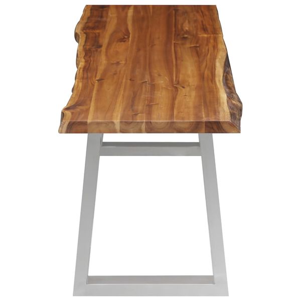 vidaXL Ławka, 160 cm, lite drewno akacjowe i stal nierdzewna