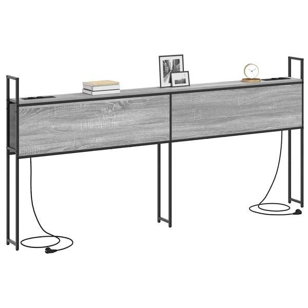 vidaXL Szafka z Ładowaniem z p&oacute;łką Szary dąb sonoma 203 x 15 x 98 cm