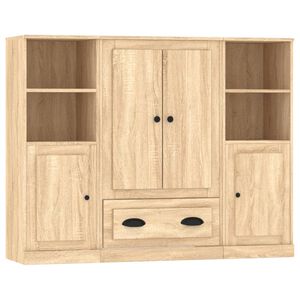 vidaXL Wysokie szafki, 3 szt., dąb sonoma, materiał drewnopochodny
