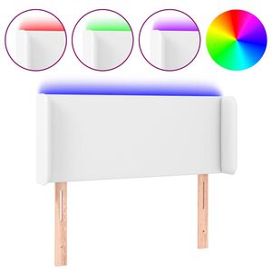 vidaXL Zagł&oacute;wek do ł&oacute;żka z LED, biały, 83x16x78/88 cm, sztuczna sk&oacute;ra