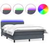 vidaXL Ł&oacute;żko kontynentalne z materacem i LED, ciemnoszare, 160x210cm aksamit