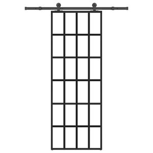 vidaXL Drzwi przesuwne z osprzętem, szkło ESG i aluminium, 76x205 cm