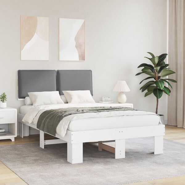 vidaXL Ramka ł&oacute;żka z tapicerowanym wezgłowiem Jasnoszary 120 x 190 cm