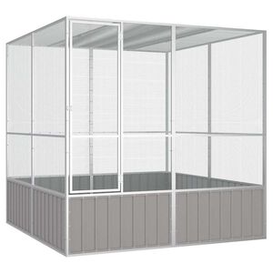 vidaXL Woliera, szara, 213,5x217,5x211,5 cm, galwanizowana stal