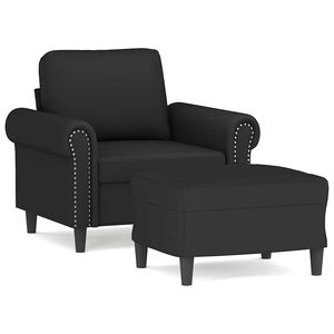 vidaXL Fotel z podn&oacute;żkiem, czarny, 60 cm, obity aksamit