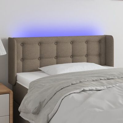 vidaXL Zagłówek do łóżka z LED, taupe, 83x16x78/88 cm, tkanina