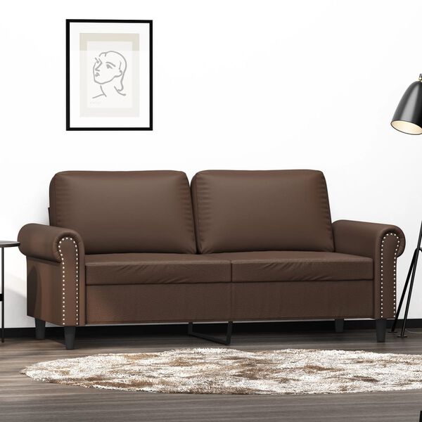 vidaXL 2-osobowa sofa, brązowa, sztuczna sk&oacute;ra